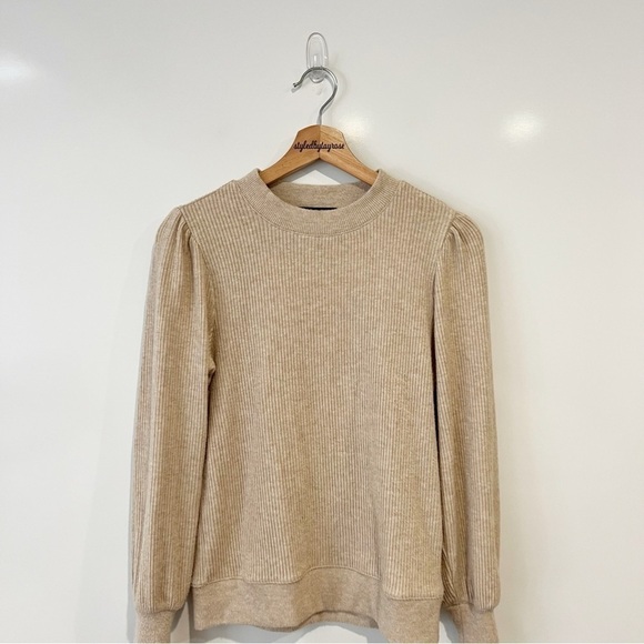 J. Crew Brushed rib puff-sleeve crewneck sweater top - Picture 3 of 9
